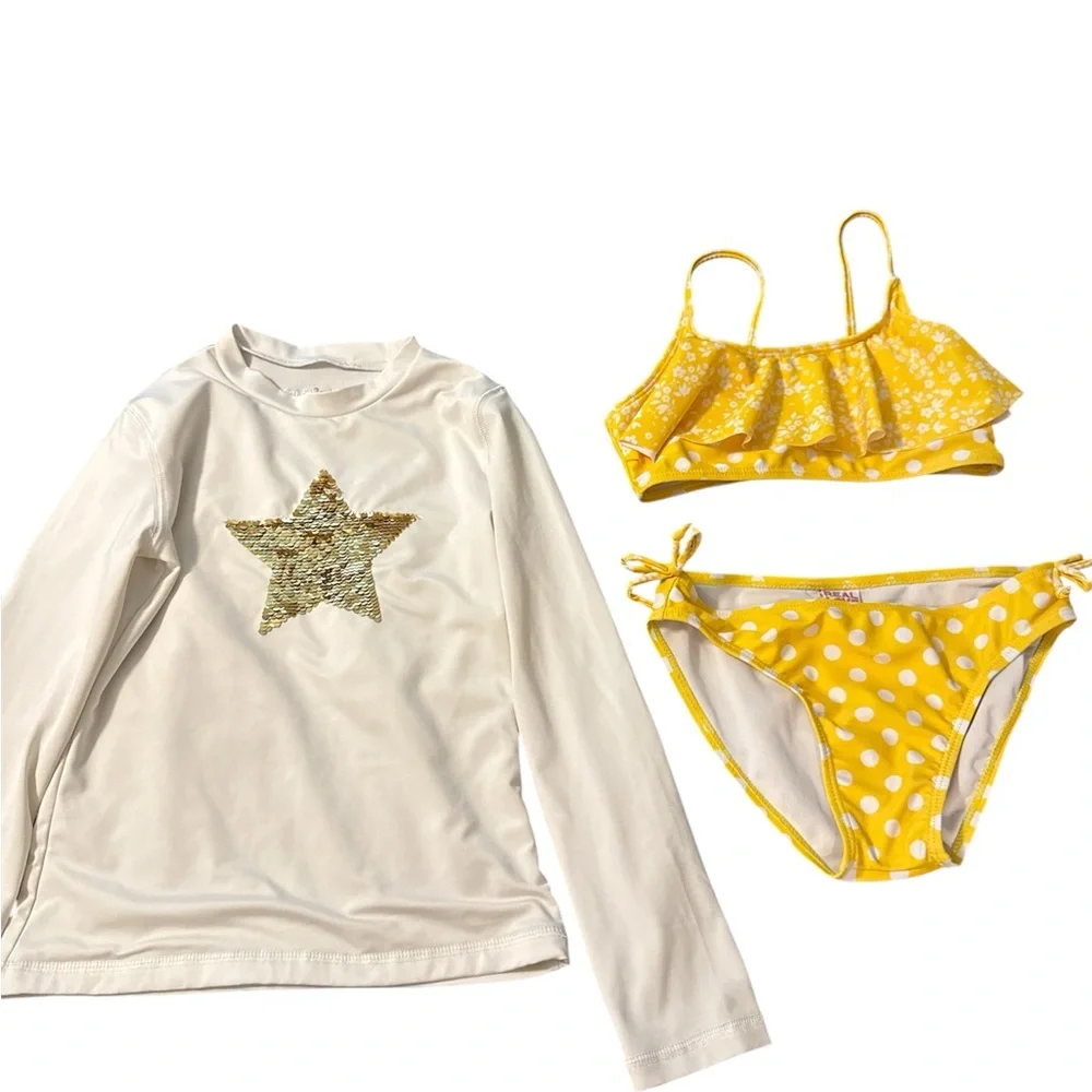 3 piece Cat & Jack Rashguard and bikini set
